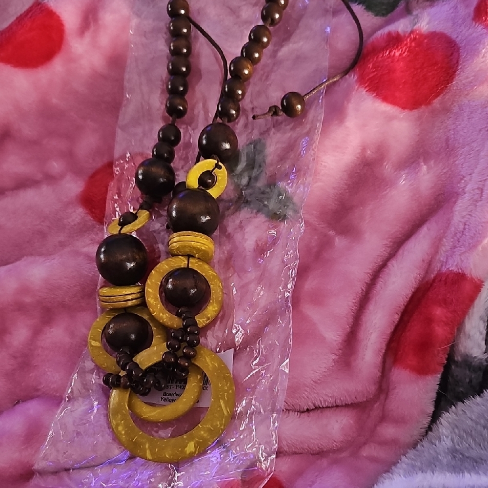 Paparazzi Yellow and Brown Beaded Necklace Set - Picture 2 of 4